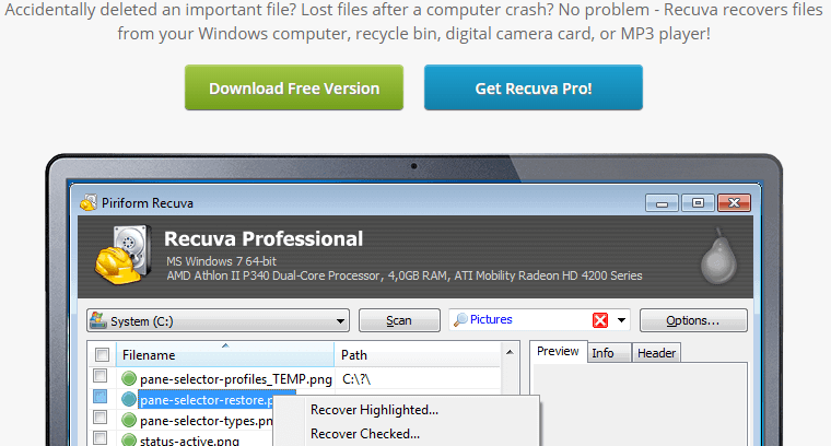 recuva data recovery software free download