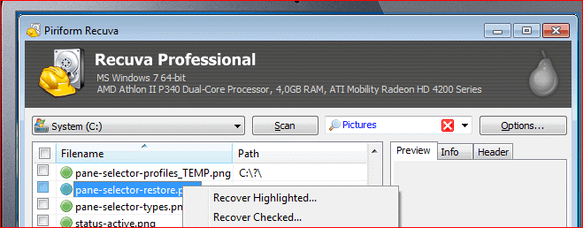 Recuva Professional 1.53.2096 free instals