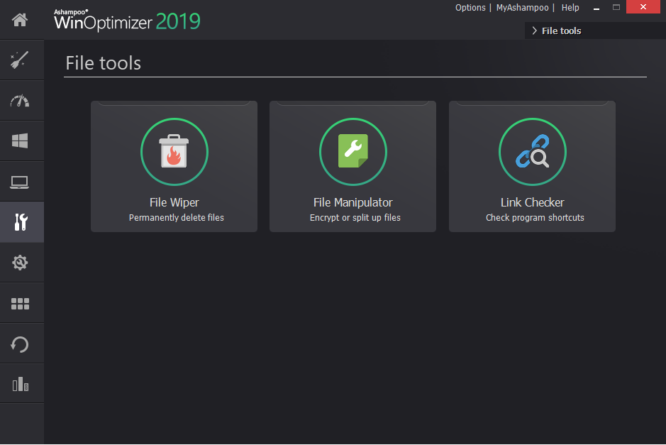 File tools in win optimizer