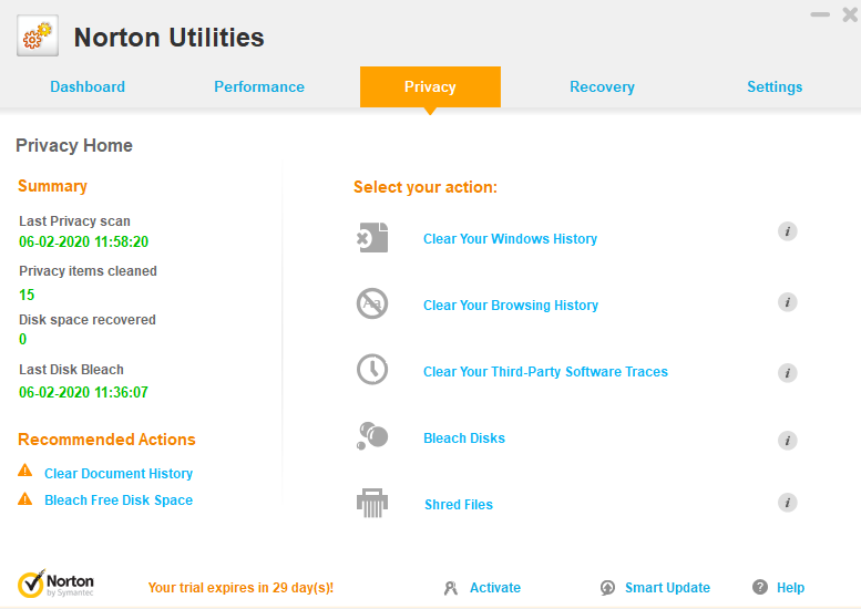 Norton utility privacy