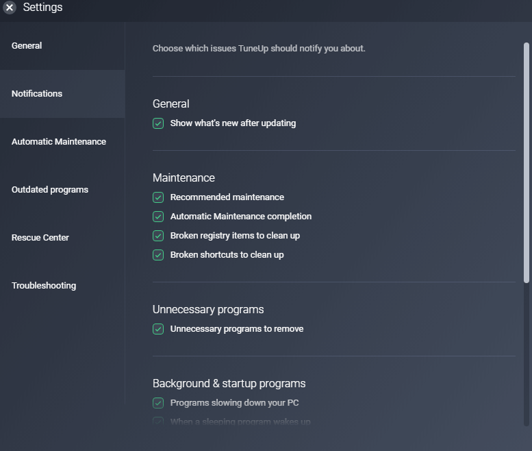 Customizable Settings with AVG PC TuneUp
