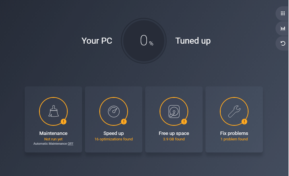 Interface of AVG PC TuneUp