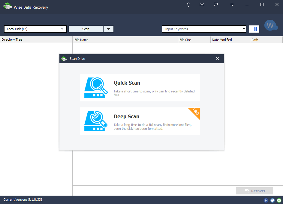 Quick Scan with Wise Data Recovery