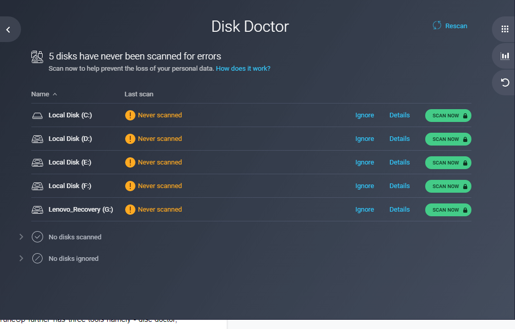 fix disk problem by AVG PC TuneUp