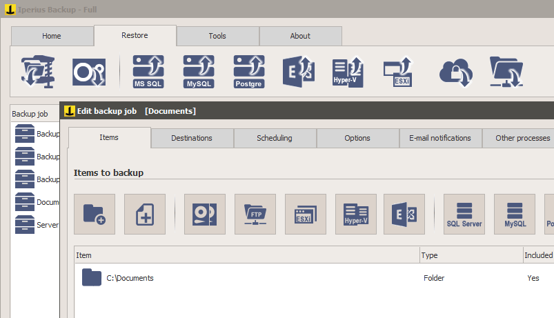 iperius backup windows 10 administrative privile