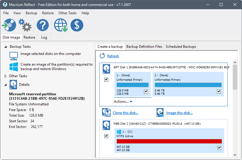 Macrium Reflect 7, disk imaging software for Windows 10