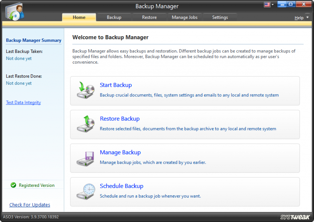 Backup Manager in aso