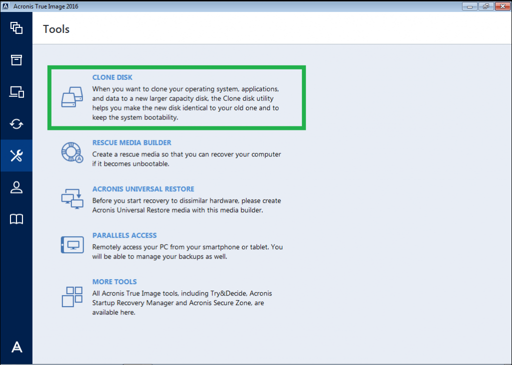 acronis true image 2018 clone disk with reboot