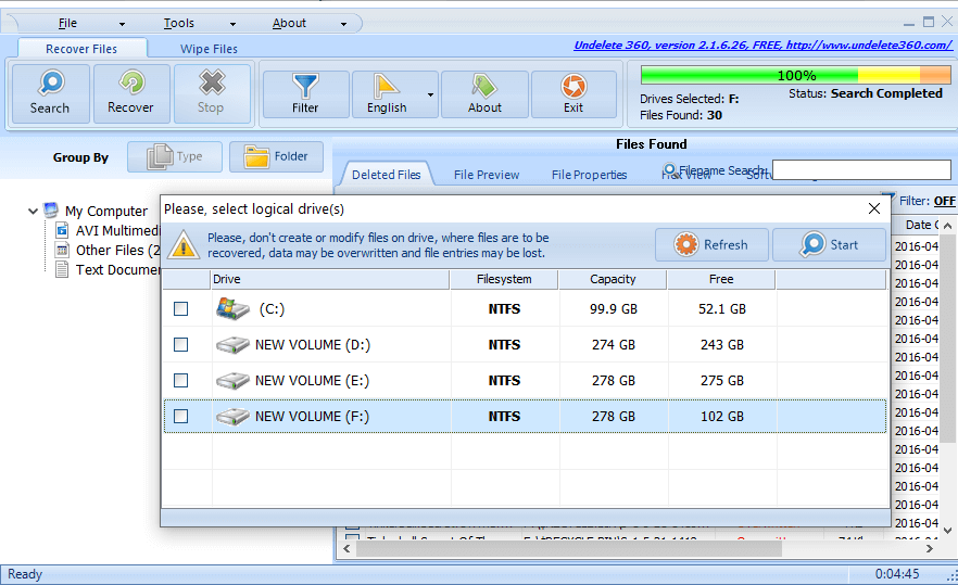 undelete 360 administrator rights