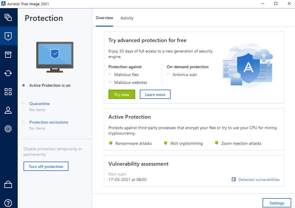 Protection From Malware with acronis