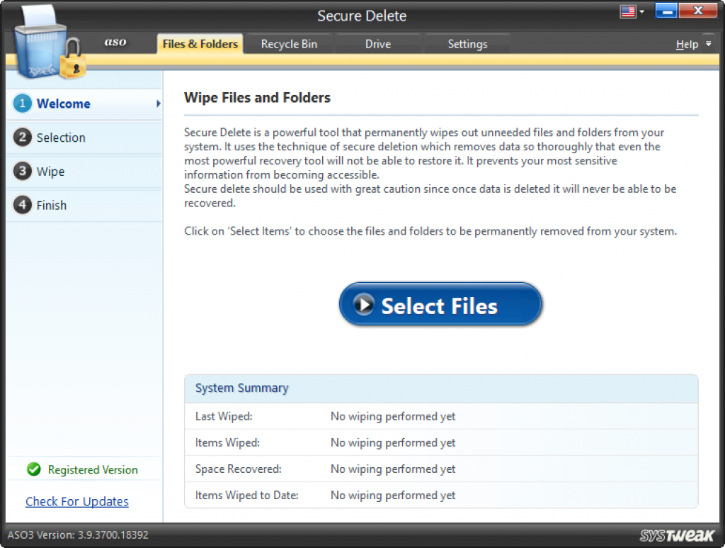 Delete files, folders, and documents securely