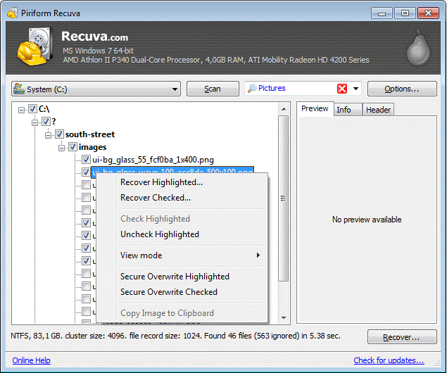 recuva restore deleted files