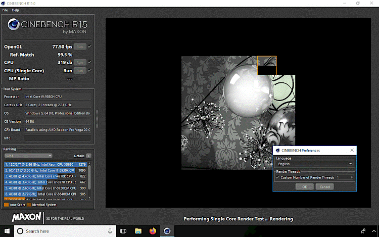 Cinebench, multi-platform benchmarking software