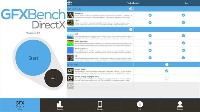 GFXBench graphic card benchmark application