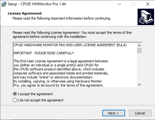 setup of cpuid hwmonitor