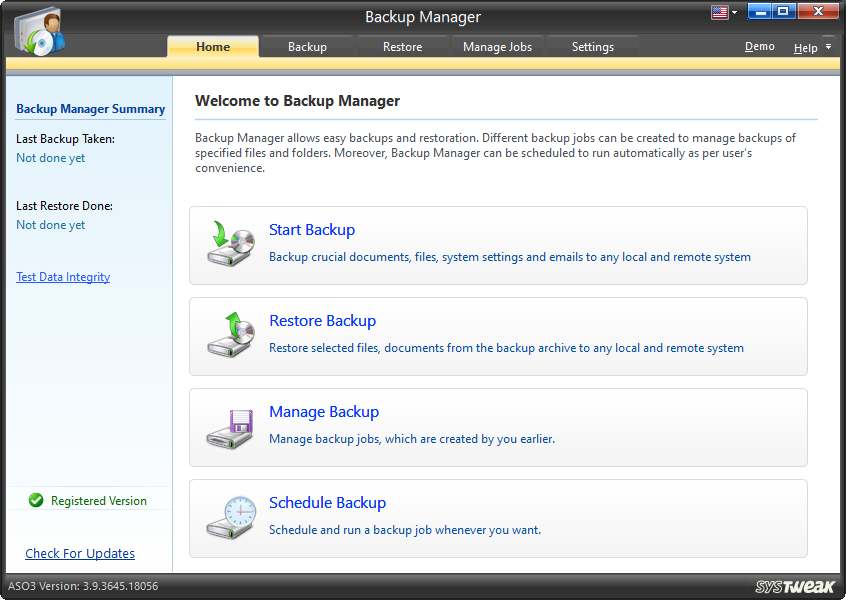 Backup Manager in aso