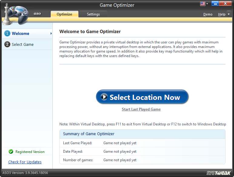 game optimizer in advanced system optimizer