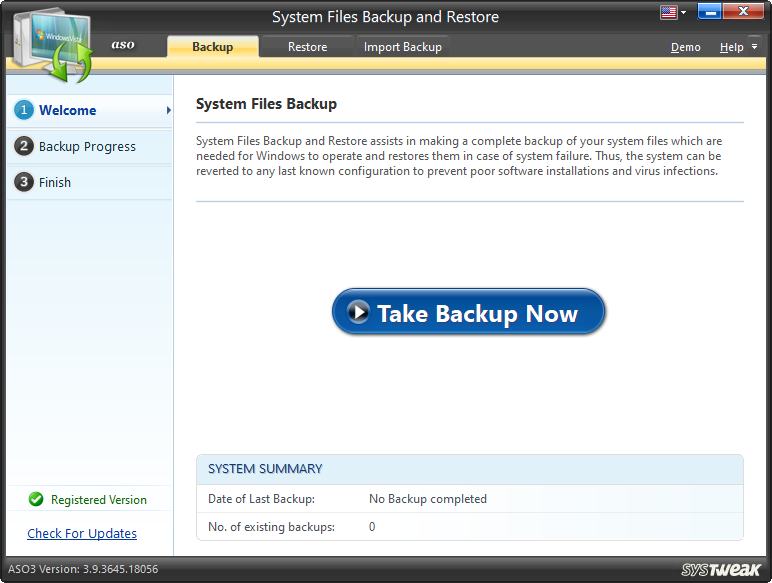 System Files Backup and Restore in aso