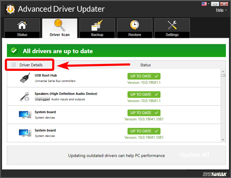 Driver Details in advanced driver updater