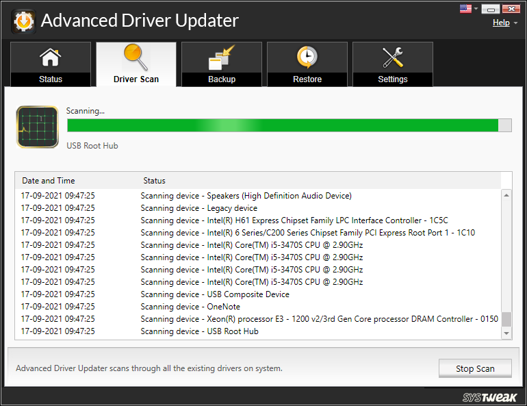 scan device drivers with advanced driver updater