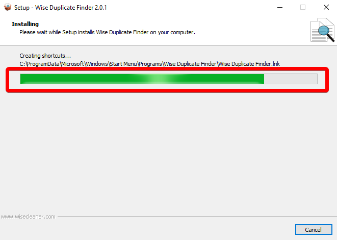 Installation process of wise duplicate finder