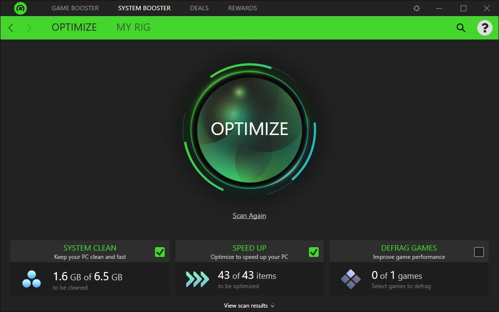 Optimize system with razer cortex