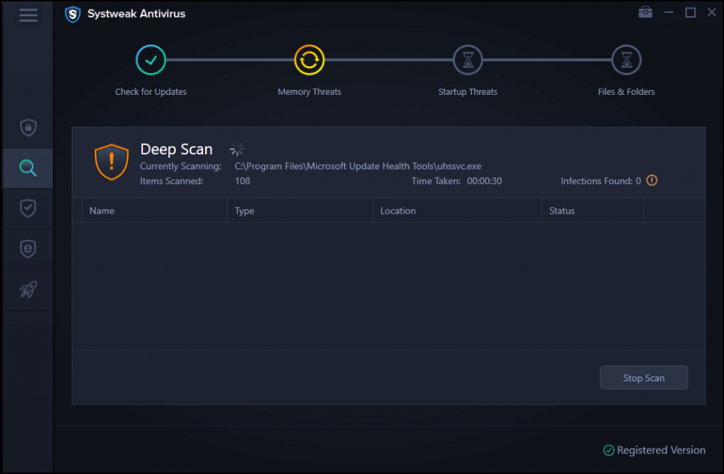 deep scan with Systweak Antivirus