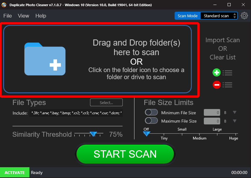 drag and drop the files in duplicate photo cleaner