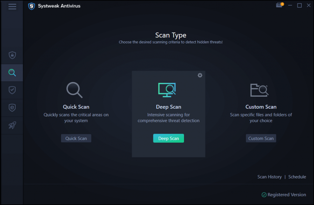 scan types of systweak antivirus