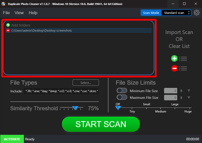 select a particular file type on the Duplicate Photo Cleaner