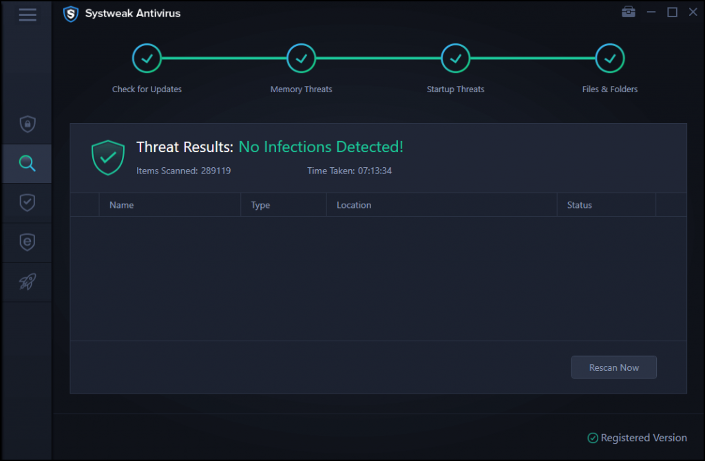 threats result of systweak antivirus