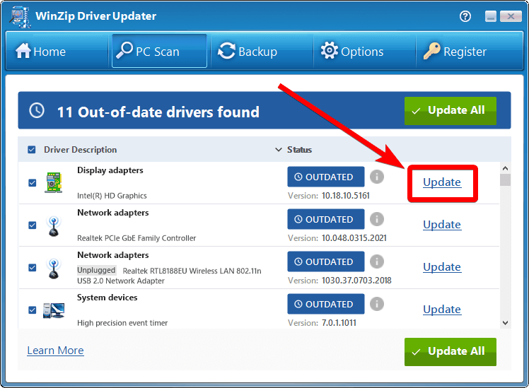 update the device drivers manually