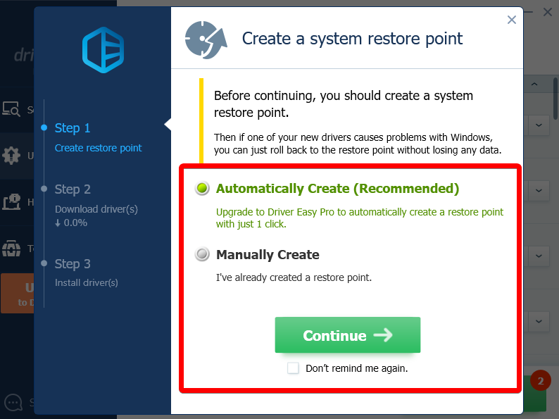 Restore Point for your system