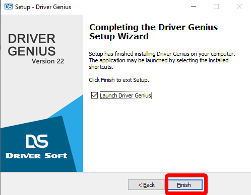 Finish button DriverGenius