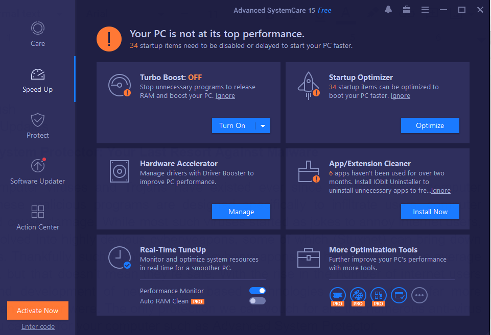 system protection in advanced system care