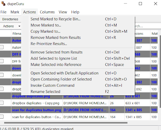 File Management of dupeguru