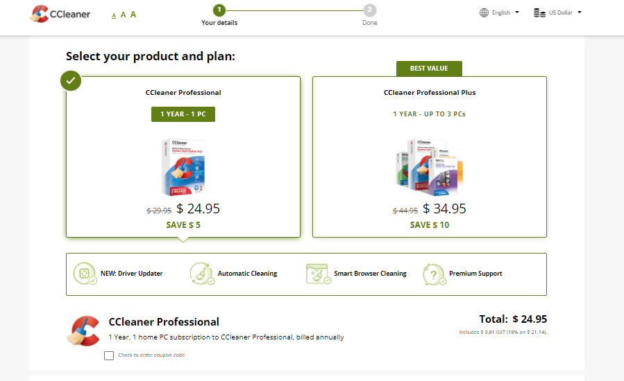 pricing of ccleaner