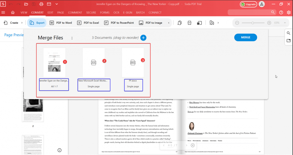 Combine PDFs with sodapdf editor