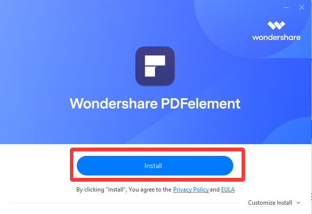 Install button of pdfelement