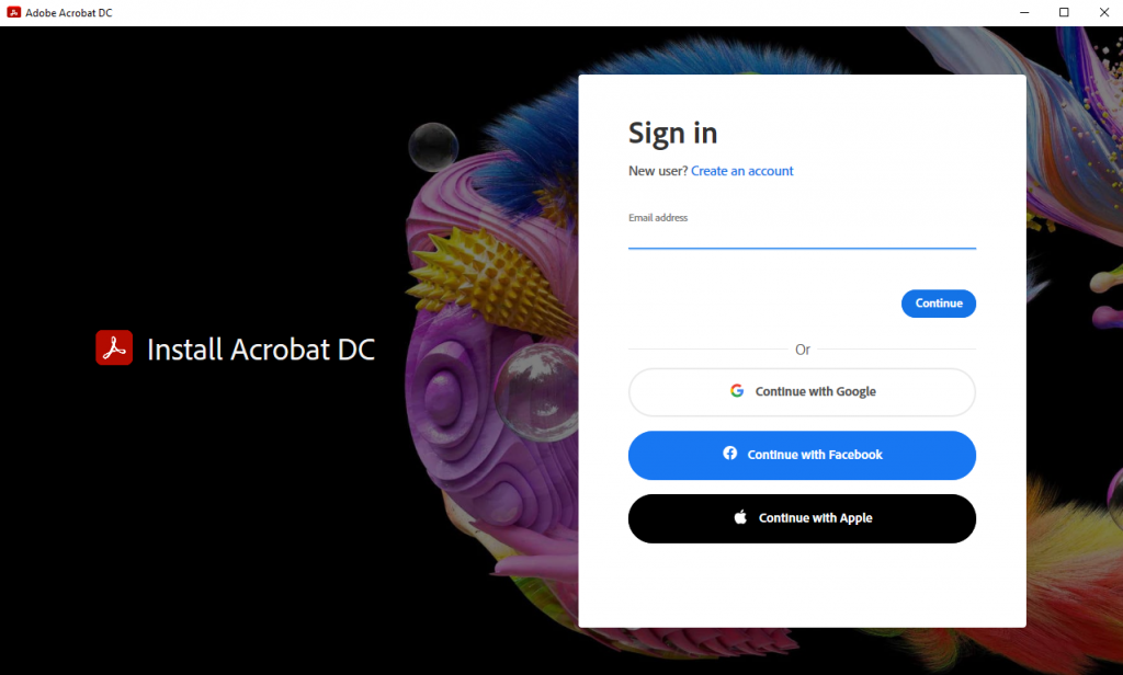 Sign into your account on Adobe Acrobat
