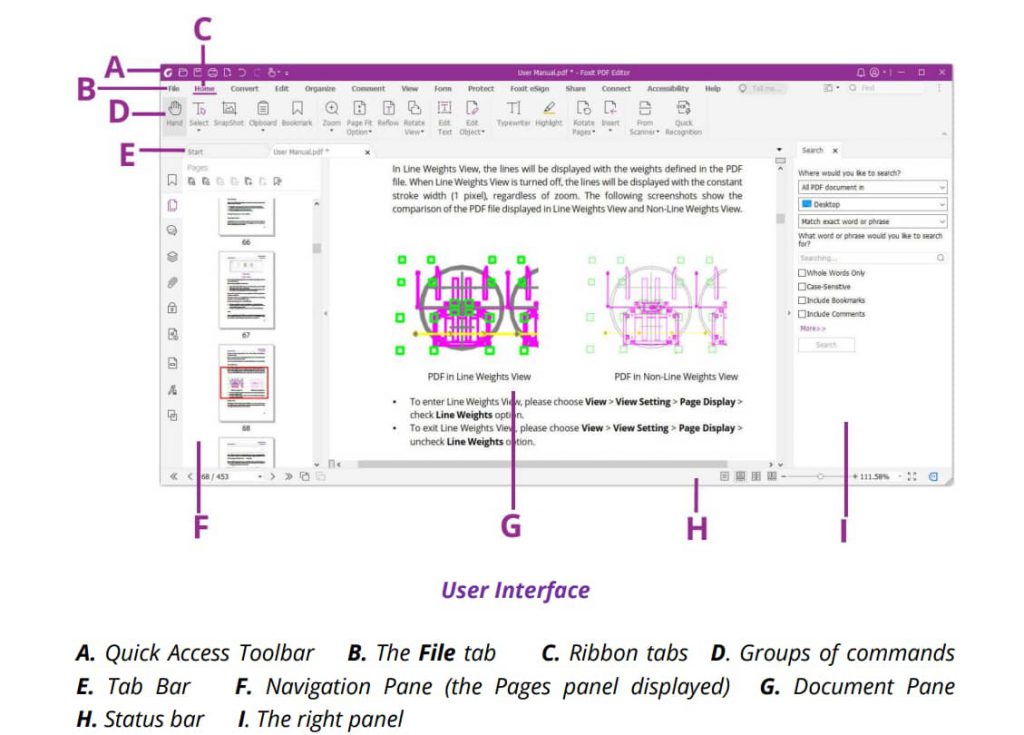interface of foxit pdf editor