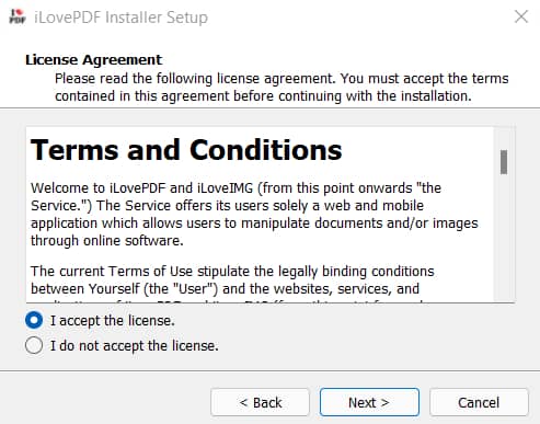 license agreement  of ilovepdf