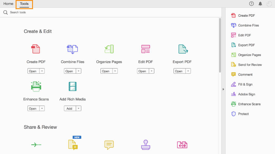 multiple tools acrobat-dc