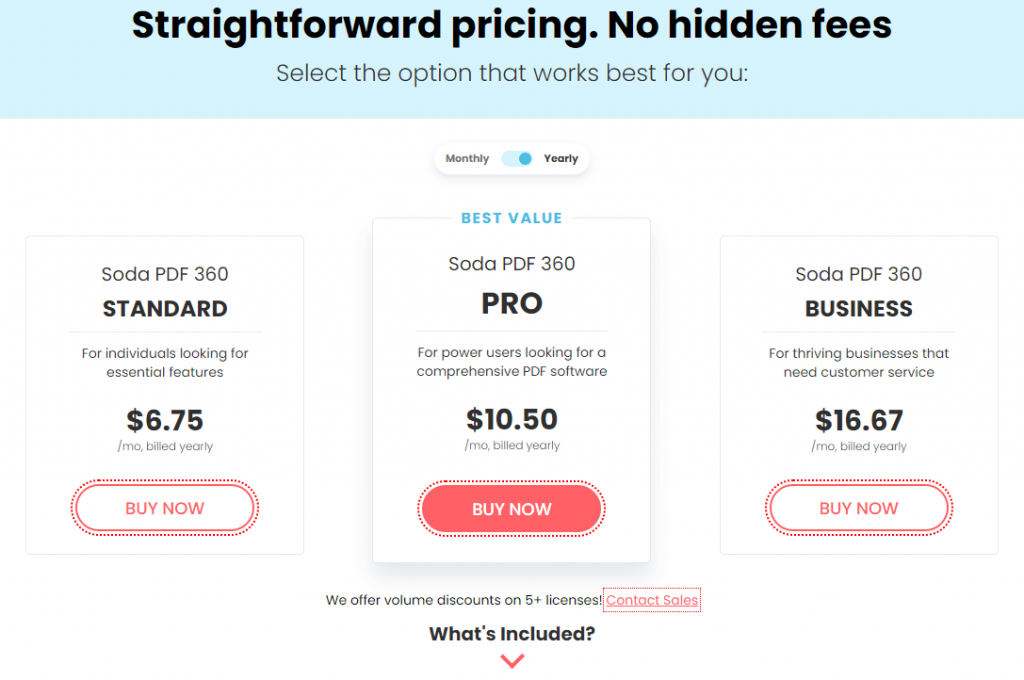 pricing of sodapdf