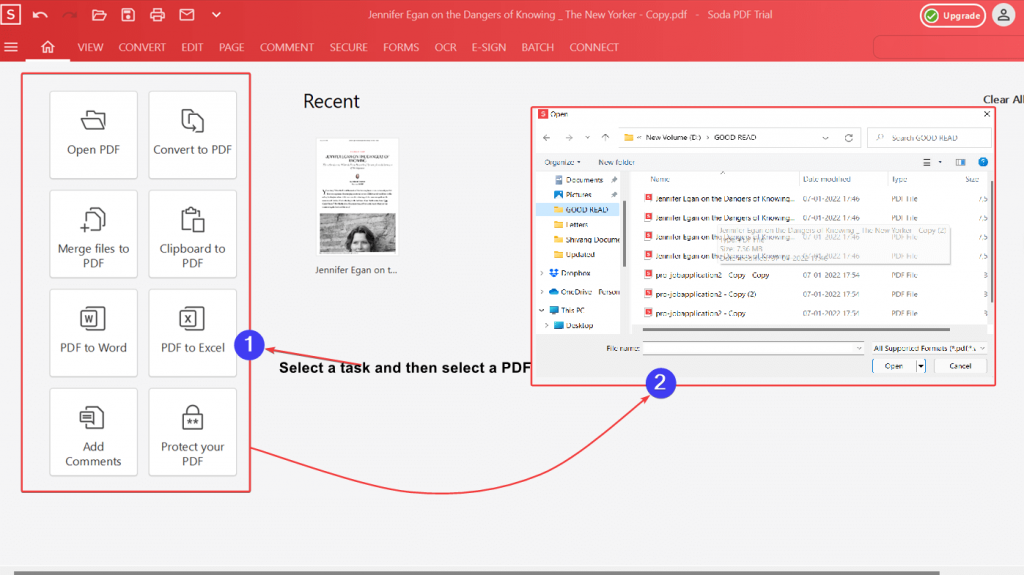 task to perform on pdf with sodapdf