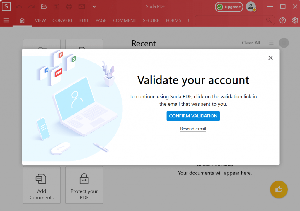validate your sodapdf account