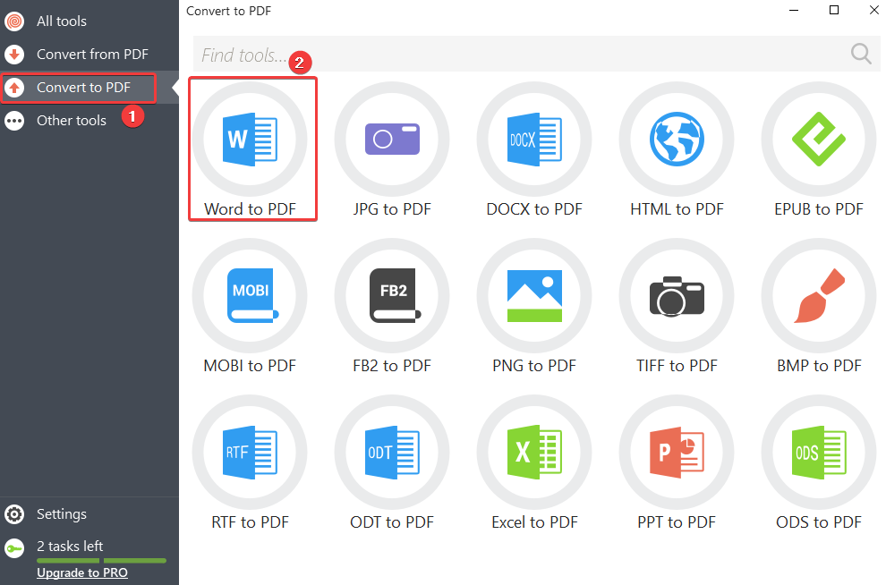 Convert to PDF with pdf candy