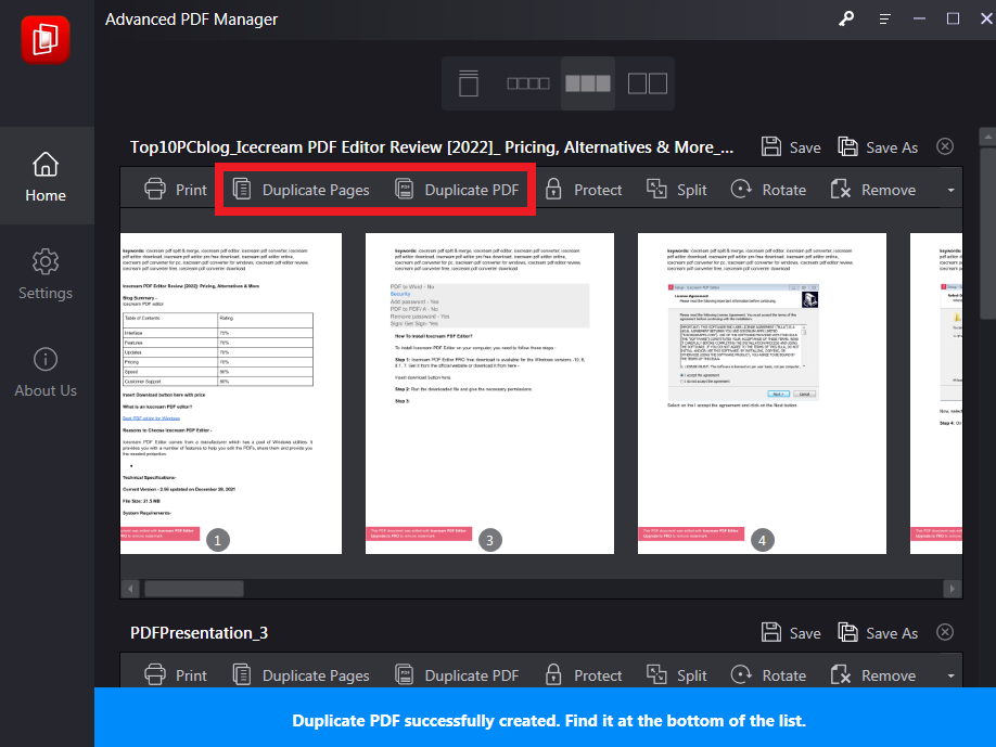Duplicate PDF usign advanced pdf manager
