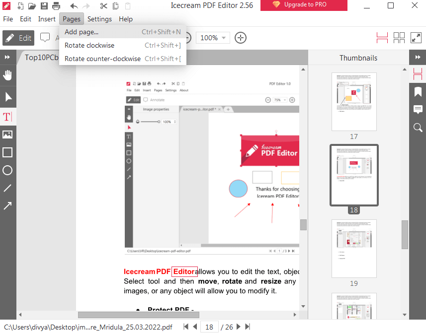 Manage Pages on PDF with pdf editor