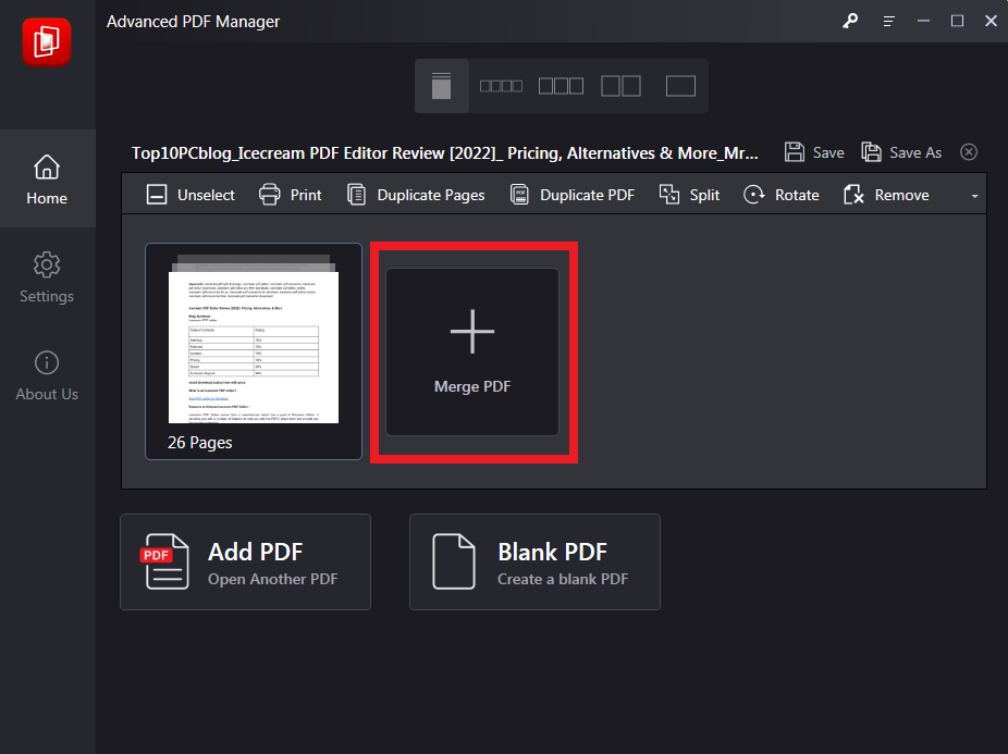 Merge PDF using advanced pdf manager